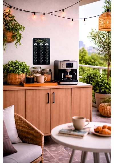 Kapsül Kahve Tutucu Stand Coffee Time Yazılı Mdf Duvar Organizer 21 Kapsül Kapasite Diğer