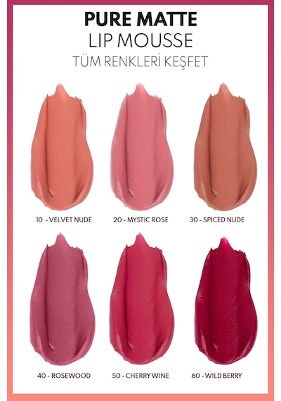 Note Pure Matte Lip Mousse 50 Cherry Wine Kadifemsi Mat Likit Ruj - Kırmızı