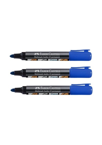 Faber Castell Multimark Jumbo 23 Permanent Mavi 3lü Mavi