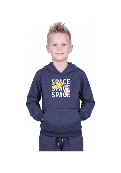 Fyk Kids Kanguru Cepli Kapüşonlu Baskı Detaylı Erkek Çocuk Sweatshirt Füme