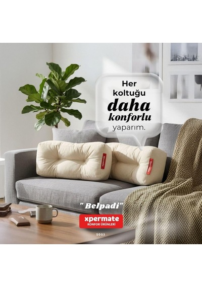 Sırt Ve Bel Destek Yastığı Sandalye Koltuk Destek Minderi Krem Genel