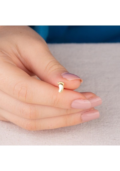 Goldkupe 14 Ayar Altın Bebek Ayak İzi Küpe 0,98 Gr-1728