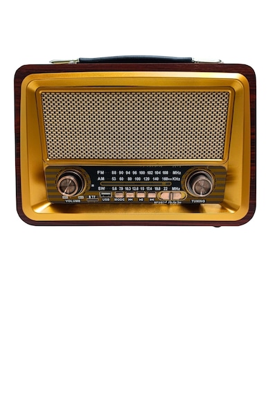 Gold Silver Gs-1340 Nostaljik Ahşap Radyo Şarjlı Bluetooth Hoparlör 3 Bant Fm Am Sw Usb Tf Kırmızı Ceviz