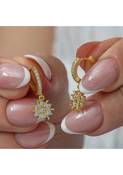 Gümüş Gold Sallantılı Güneş Kadın Küpe Çok Renkli