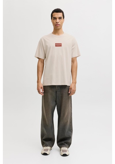 Jack & Jones Jjfrank Erkek Tişört Bisiklet Yaka Kısa Kollu Bej
