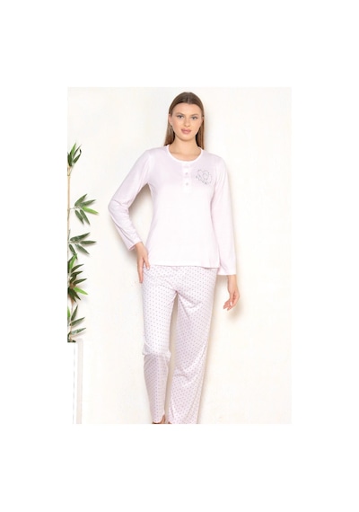 Mevsimlik Uzun Kol Pijama Takım Viskon Alperi 790-27 Pembe