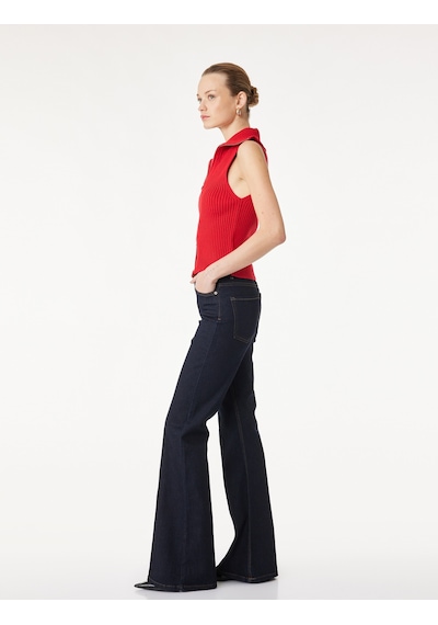 Koton Pamuklu Kemerli İspanyol Paça Dar Kesim Denim Pantolon - Flare Jeans Koyu İndigo 7wal40094md Indigo Koton Pamuklu Kemerli İspanyol Paça Dar Kesim Denim Pantolon - Flare Jeans Koyu İndigo 7wal40094md Indigo