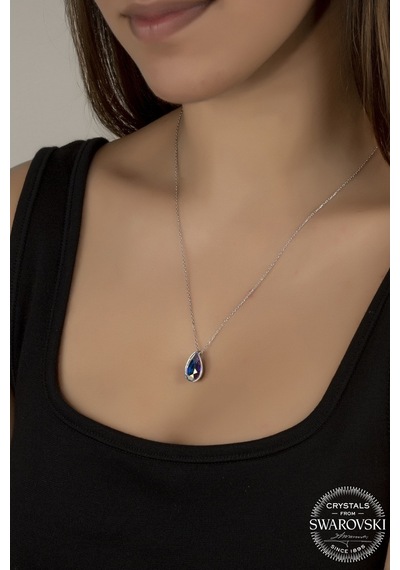 Union Swarovski Crystal Kadın Damla Zirconia Gümüş Kolye