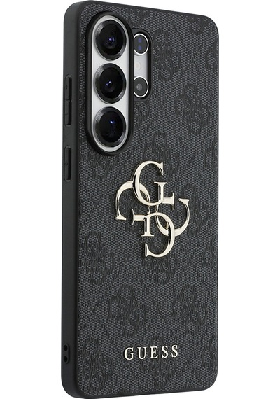 Galaxy S26 Ultra Uyumlu Kılıf Guess Lisanslı Pu Deri Büyük Metal Logo Dizaynlı Kapak Siyah