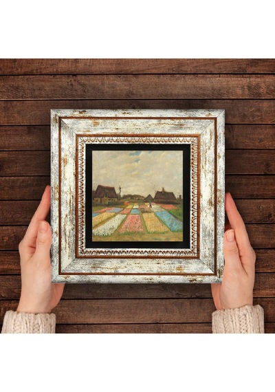 Van Gogh Hollanda'da Lale Tarlaları Taş Duvar Tablosu - Çerçeveli Taş Tablo - Dekoratif Duvar Sanatı - Modern Ev Ve Ofis Duvar Dekoru T1-282
