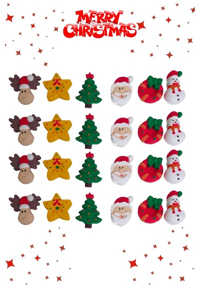 Eğitici Etkinlik Yılbaşı-noel-christmas 6'li Set 2 Boyutlu 8 Cm
