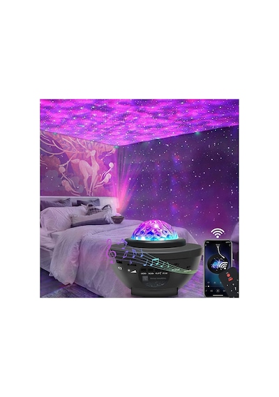 Projektör Gece Lambası Bluetooth Hoparlör Yıldız Tavan Projektörü Lazer Işıklı Gece Parti Lambası