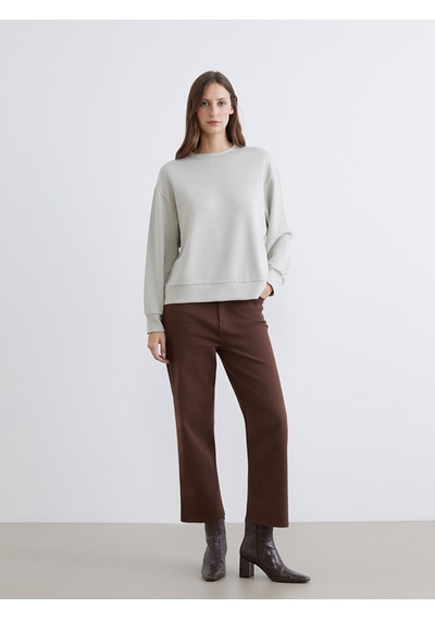 Lcw Everyday Gri Bisiklet Yaka Oversize Kadın Sweatshirt