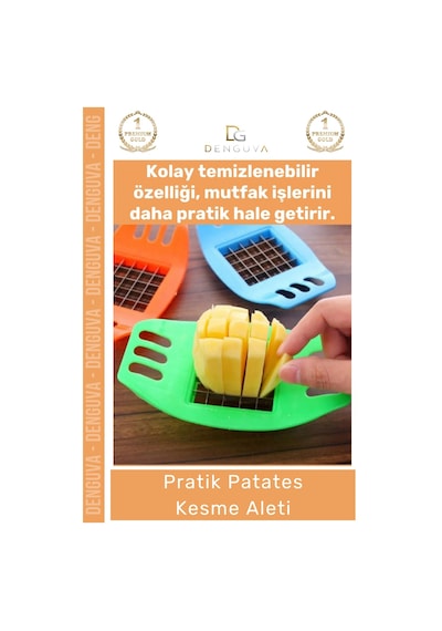 Kesmealeti Pratik Patates Kesici İ Taraflı Kulplu Kızartmalık Hızlı Homojen Doğrama Düzenli Kesme A Çok Renkli