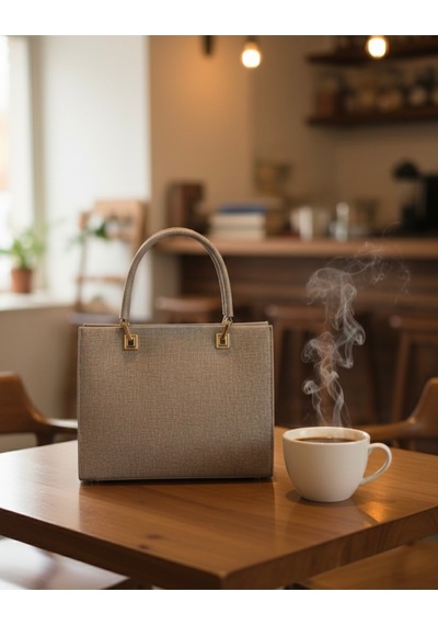 Just Polo Kadın Orijinal Lüks El Ve Omuz Çantası Minimal & Prestij Tasarım Ebat: 25 X 21 Cm Vizon