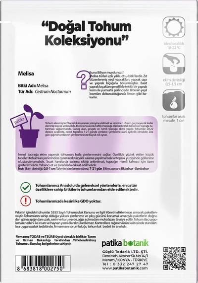 50 Adet Melisa/limon Oğulotu Tohumu Melissa Officinalis - Lemon Balm