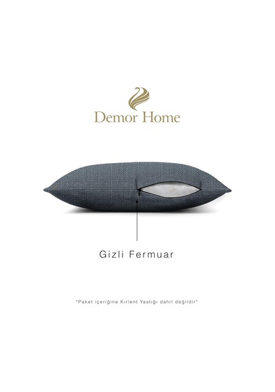 Keten Dokulu Granit Grisi Kırlent Kılıfı, 50x50 Cm, Polyester Diğer