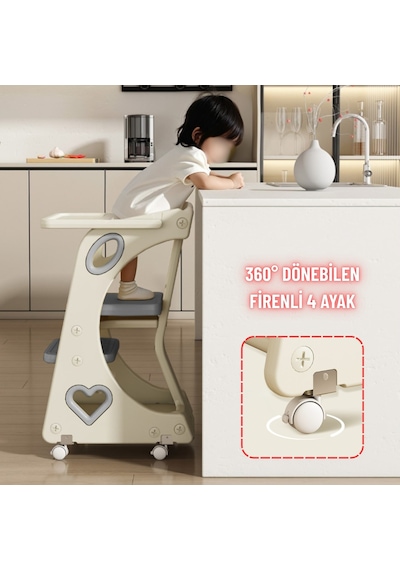 Bebek Mama Sandalyesi Eğitici Çocuk Gelişim Sandalyesi Ve Mutfak Merdiven Ve Öğrenme Kulesi