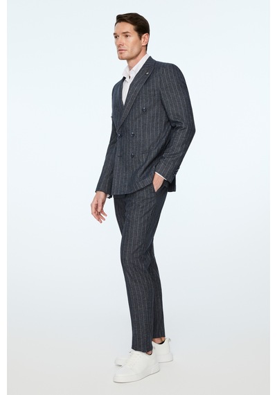 Morven Erkek Lacivert Keten Trend Çizgili Slim Fit Sivri Yaka Kruvaze Takım Elbise 26ys001004200 Lacivert Morven Erkek Lacivert Keten Trend Çizgili Slim Fit Sivri Yaka Kruvaze Takım Elbise 26ys001004200 Lacivert
