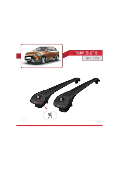 Hyundai İ20 Actıve 2015-2020 Arası İle Uyumlu Ace-1 Ara Atkı Tavan Barı Siyah