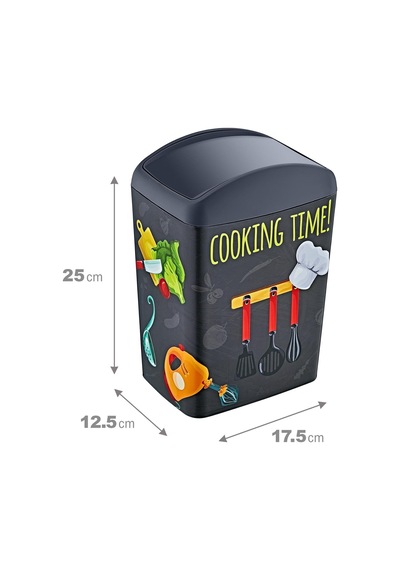 Smartware Soft Resimli Çöp Kutusu Döner Kapak 5 Lt Cook