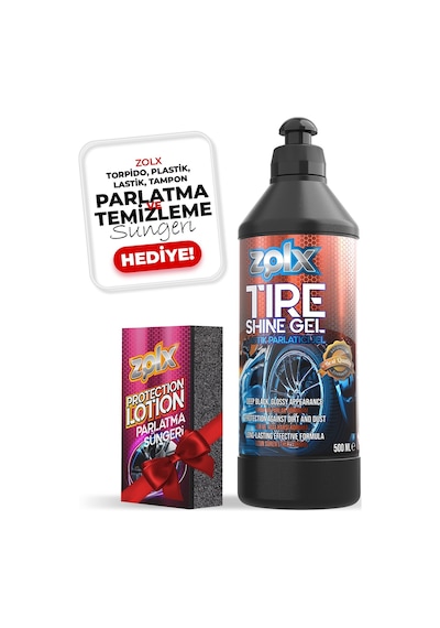 Zolx Lastik Parlatıcı Temizleyici Jel Lastik Temizleme Jeli 500ml + Sünger li.