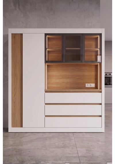 Nero Kahve Köşesi Multi 200 Cm Beyaz - Meşe