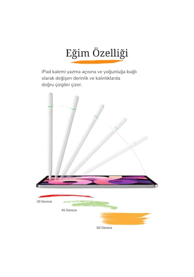 Apple Uyumlu iPad Pencil 11 Nesil 11" 2025 A16 M3 Avuçiçi Red Eğim Özellikli Bluetoothlu Dokunmatik Kalem Beyaz