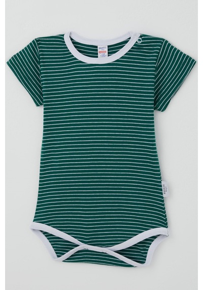 Breeze Erkek Çocuk Çıtçıtlı Kısa Kollu Zıbın Body Çizgili 1-3 Yaş , Zümrüt Yeşili