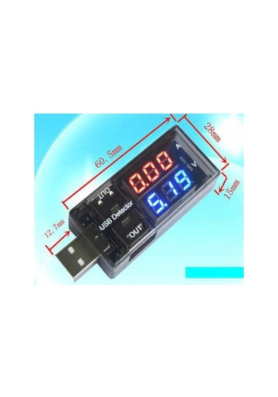 Usb Akım Ölçer Çift Usb Çıkışlı Voltmetre Ampermetre Ölçüm Aleti
