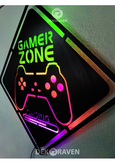 Gamer Zone Led Işıklı Ahşap Tablo (523663563)