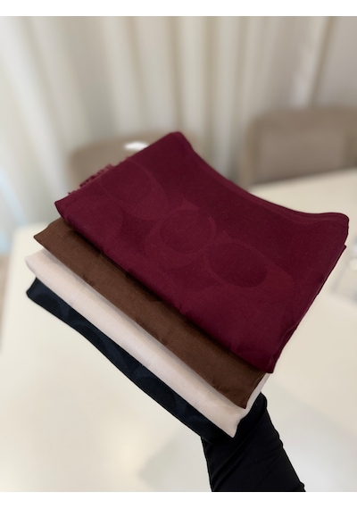 Coach Signature Wrap Yün Ipek Şal Bordo