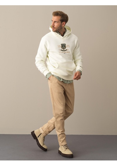 Xint Ekru Regular Fit Kapüşonlu Pamuklu Sweatshirt 300275