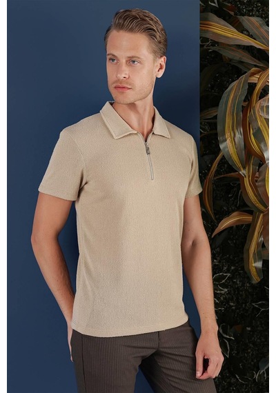 Efor Ts 871 Slim Fit Bej Spor T-shirt Bej