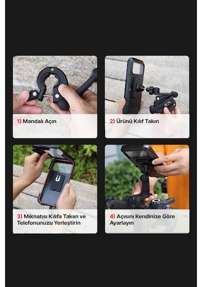Motorsiklet Bisiklet Atv Manyetik Su Geçirmez 360 5-7 İnç Telefon Tutucu Tutacağı M3 1 Adet
