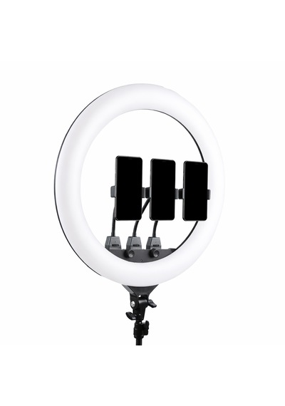 22 Inç Ring Light Mega Boy Döküm Ayaklı Kuaför Makyaj Işığı Youtube Canlı Yayın Led Halka Lüx Siyah