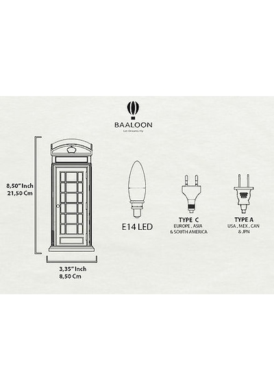 Gece Lambası - Telefon Kulübesi Çok Rekli - Beyaz