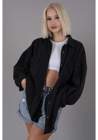 Madmext Antrasit Oversize Gömlek Ceket Mg1562 Antrasit