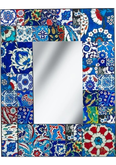 Pasabahce İznik Çini Karolu Ayna 77x60 Cm 60x77 Cm - 1 Adet Cok Renkli