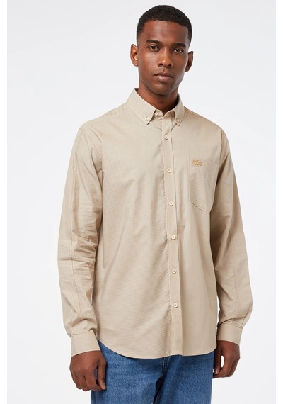 Lacoste Men's Regular Fit Beige Shirt Normal Kesim Erkek Gömlek Bej