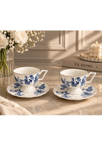 Yş Home - Vintage 2 Li Fincan Takımı 80 Ml Mavi