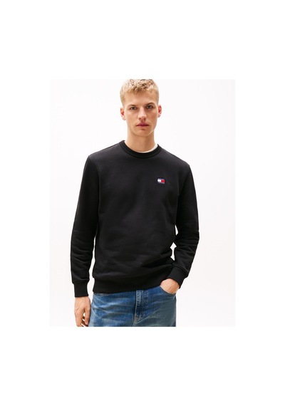 Tommy Hilfiger Tjm Reg Badge Crew Ext Erkek Siyah Sweatshirt - Dm0dm20660
