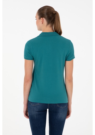 U.S. Polo Assn. Kadın Koyu Yeşil Polo Yaka Tişört 50280067-VR101