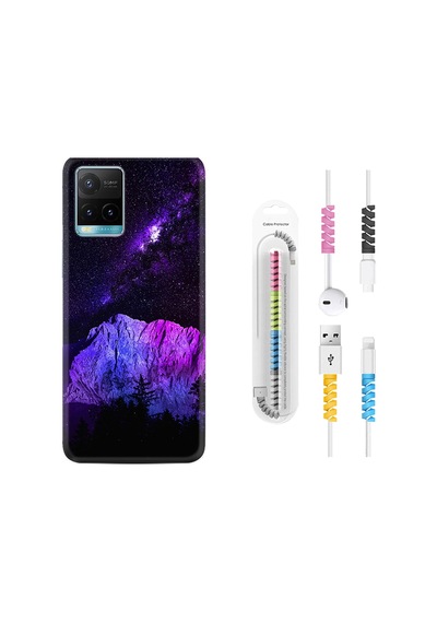 Vivo Y21S Kılıf Kablo Koruyuculu Purple Mountain 1640