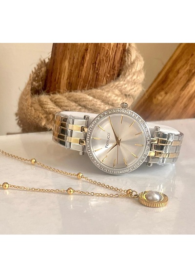 Ferrucci Fc.11390 Silver&gold Şık Kadın Kol Saat+çelik Kolye
