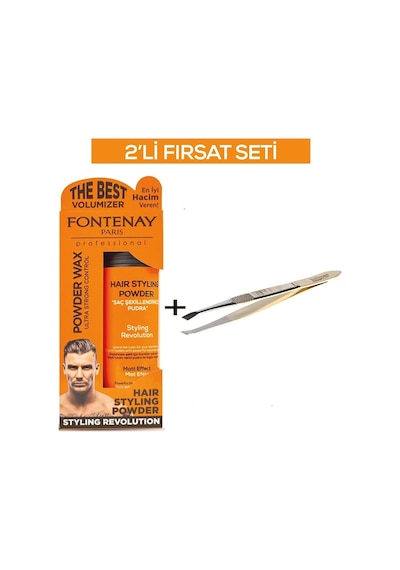 Fontenay Saç Şekillendirici Pudra Toz Wax Ultra Strong Turuncu + Cımbız No:114 2'li Set