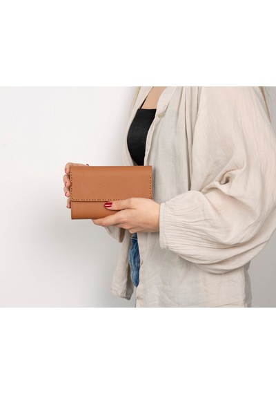 Bloominbag Arc Wallet Heritage Tan Hakiki Deri Kartlıklı Manyetik Cüzdan Taba