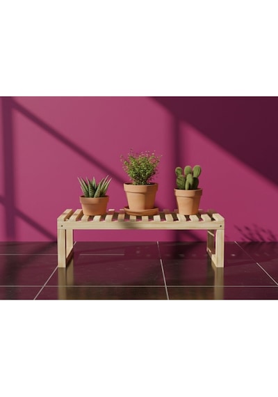 Köknar Ahşap Dev Boy Çiçeklik - 100x50x40 Cm Pratik Kurulum Gövde + Ayak - Çift Vidalı Bej