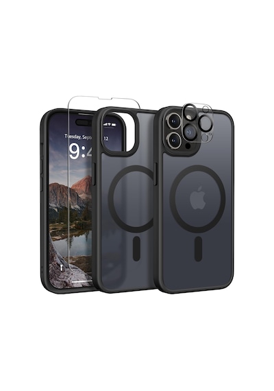 Teleplus Apple Uyumlu iPhone 12 Pro Max Kılıf Magsafe Tpu Mat Exl Kapak + Ekran Koruyucu Ve Kamera Koruyucu