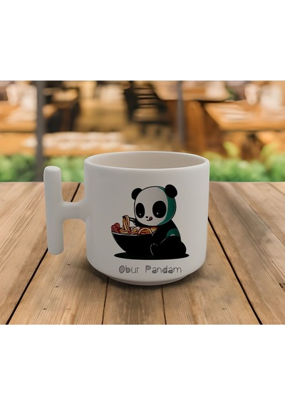 Latte & Espresso El Yapımı Obur Pandam T Kulp Kupa 200 Ml Beyaz